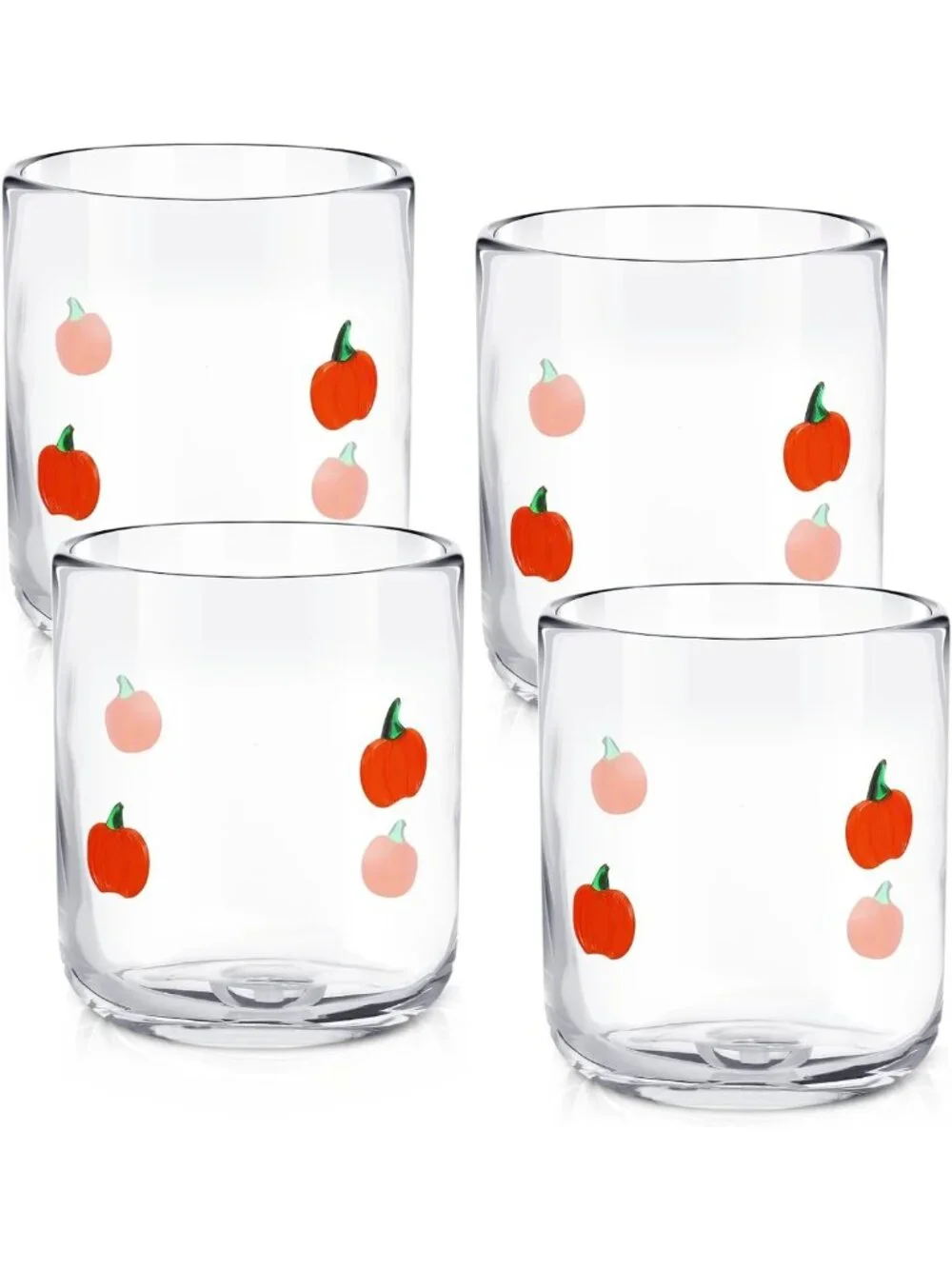 Set of 4 Pumpkin Icon Juice Glasses - Fall Decor, Halloween Drinkware, Cute